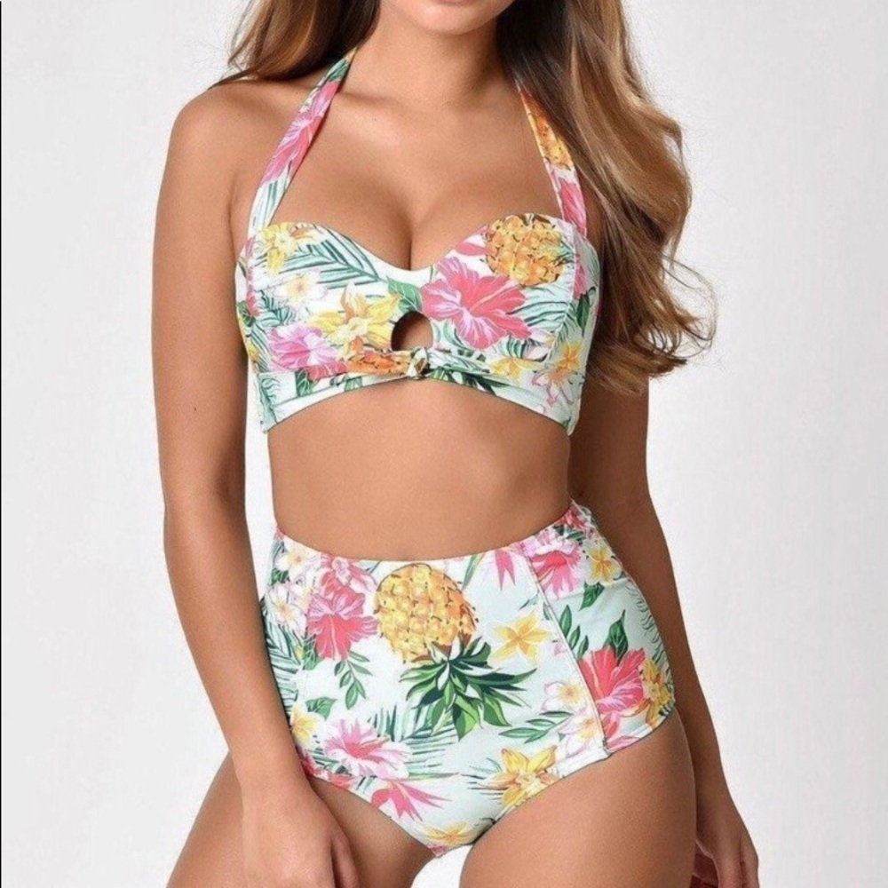Tropical Halter Swim Top and Bottom - Picture 1 of 4